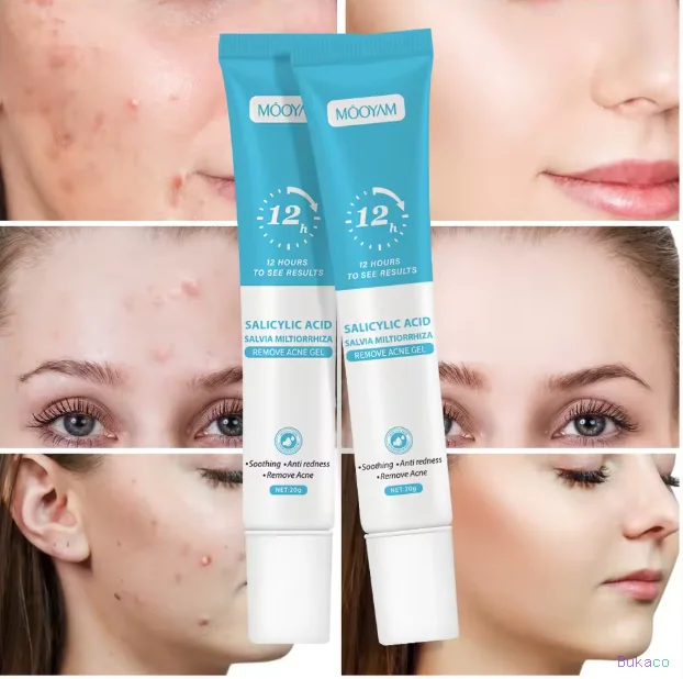 Gel Anti-Acné MOOYAM Acide Salicylique Salvia Miltiorrhiza, Élimination de l'Acné, Dissolution des Impuretés, Désincrustation Profonde des Pores, Nettoyage en Profondeur, 20g - 2