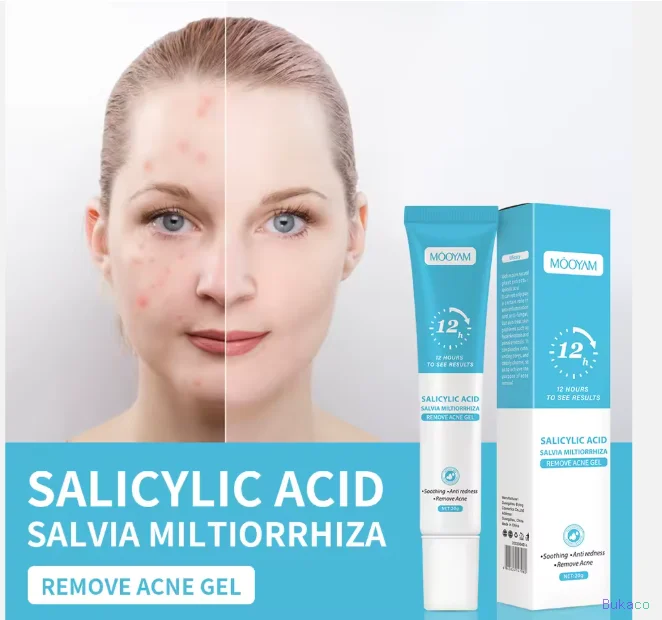 Gel Anti-Acné MOOYAM Acide Salicylique Salvia Miltiorrhiza, Élimination de l'Acné, Dissolution des Impuretés, Désincrustation Profonde des Pores, Nettoyage en Profondeur, 20g - 4