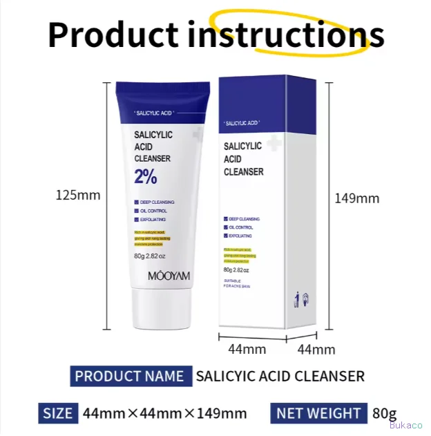 Nettoyant Visage à l'Acide Salicylique Anti-Acné Contrôle du Sébum Éclaircissant Exfoliant Nettoyage Profond Soin de la Peau MOOYAM - 2