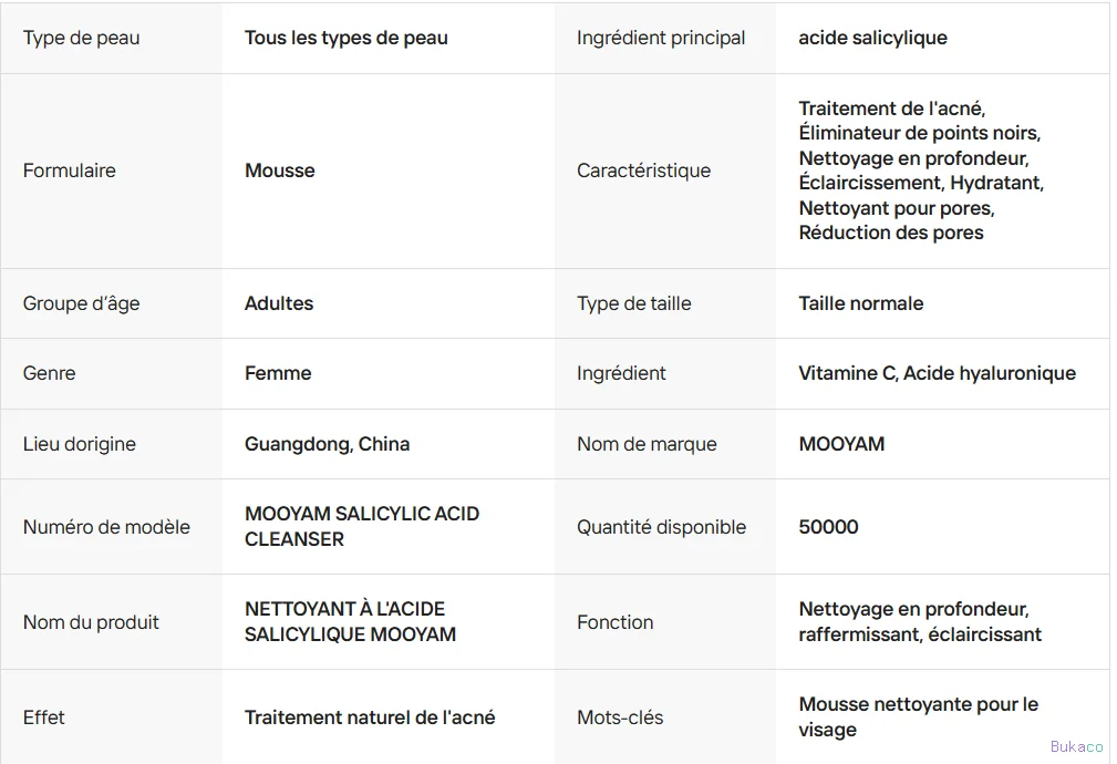 Nettoyant Visage à l'Acide Salicylique Anti-Acné Contrôle du Sébum Éclaircissant Exfoliant Nettoyage Profond Soin de la Peau MOOYAM - 5