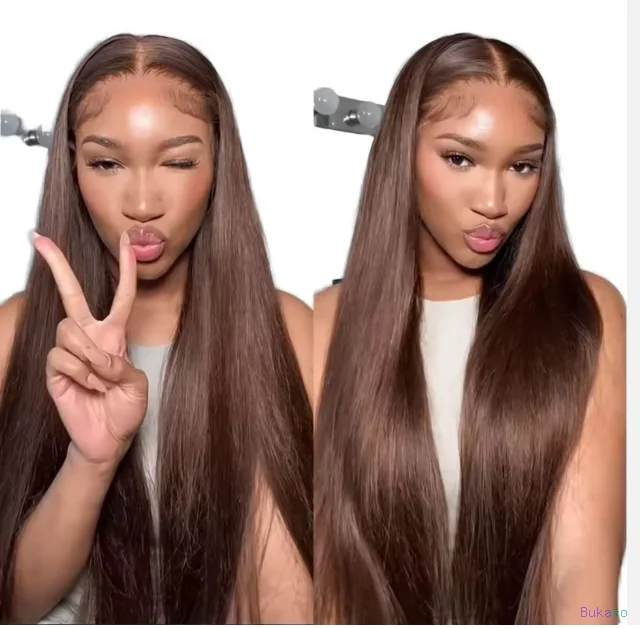 Perruque Lace Front 12A en Cheveux Humains Bruts Brun Foncé Lisses et Soyeux, Qualité Remy Vierge, Sans Colle, Vente en Gros, Fournisseur Populaire, Livraison Directe
