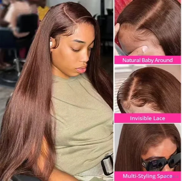 Perruque Lace Front 12A en Cheveux Humains Bruts Brun Foncé Lisses et Soyeux, Qualité Remy Vierge, Sans Colle, Vente en Gros, Fournisseur Populaire, Livraison Directe - 4