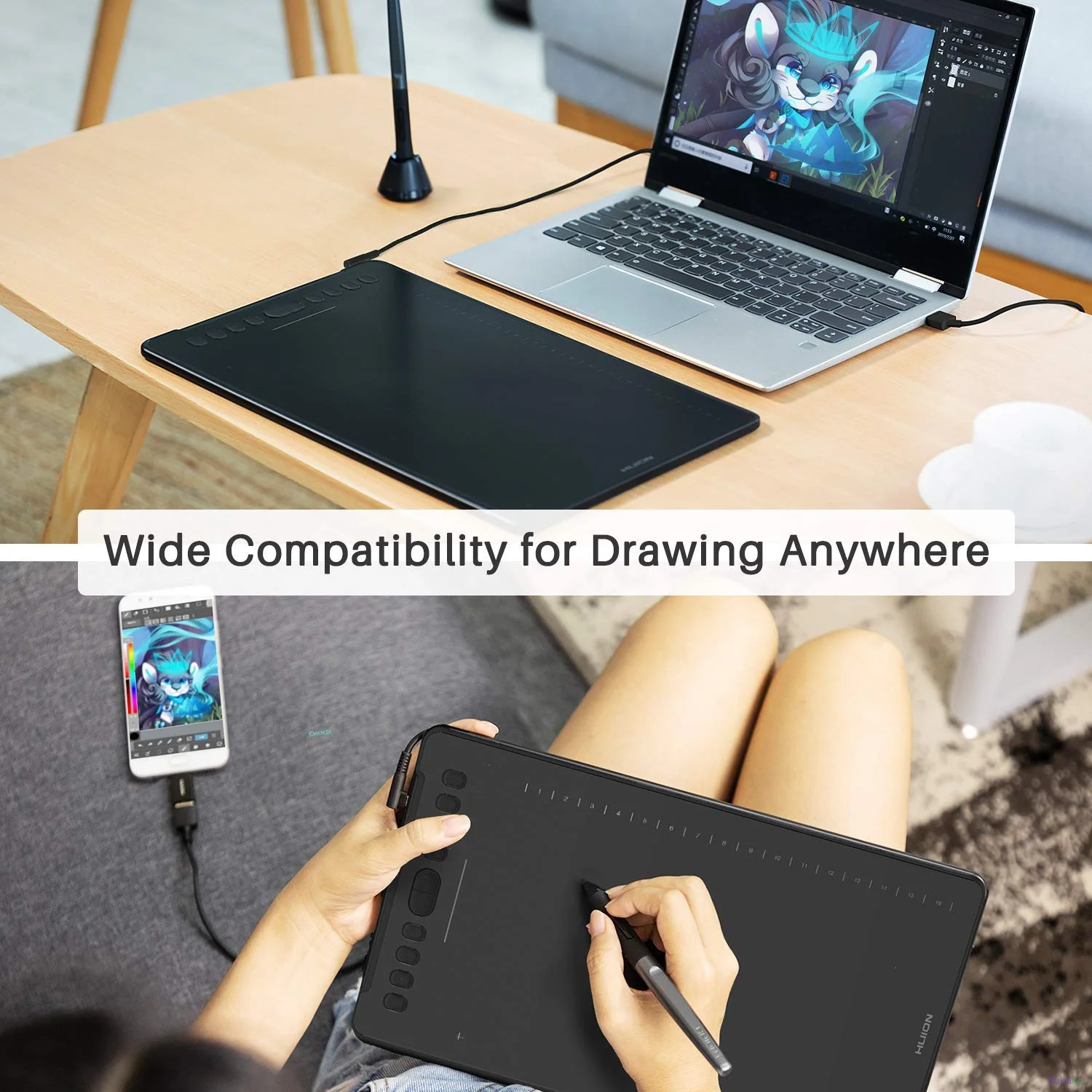 Tablette graphique numérique HUION H1161 11 pouces avec 8192 niveaux de pression pour l'écriture et le dessin