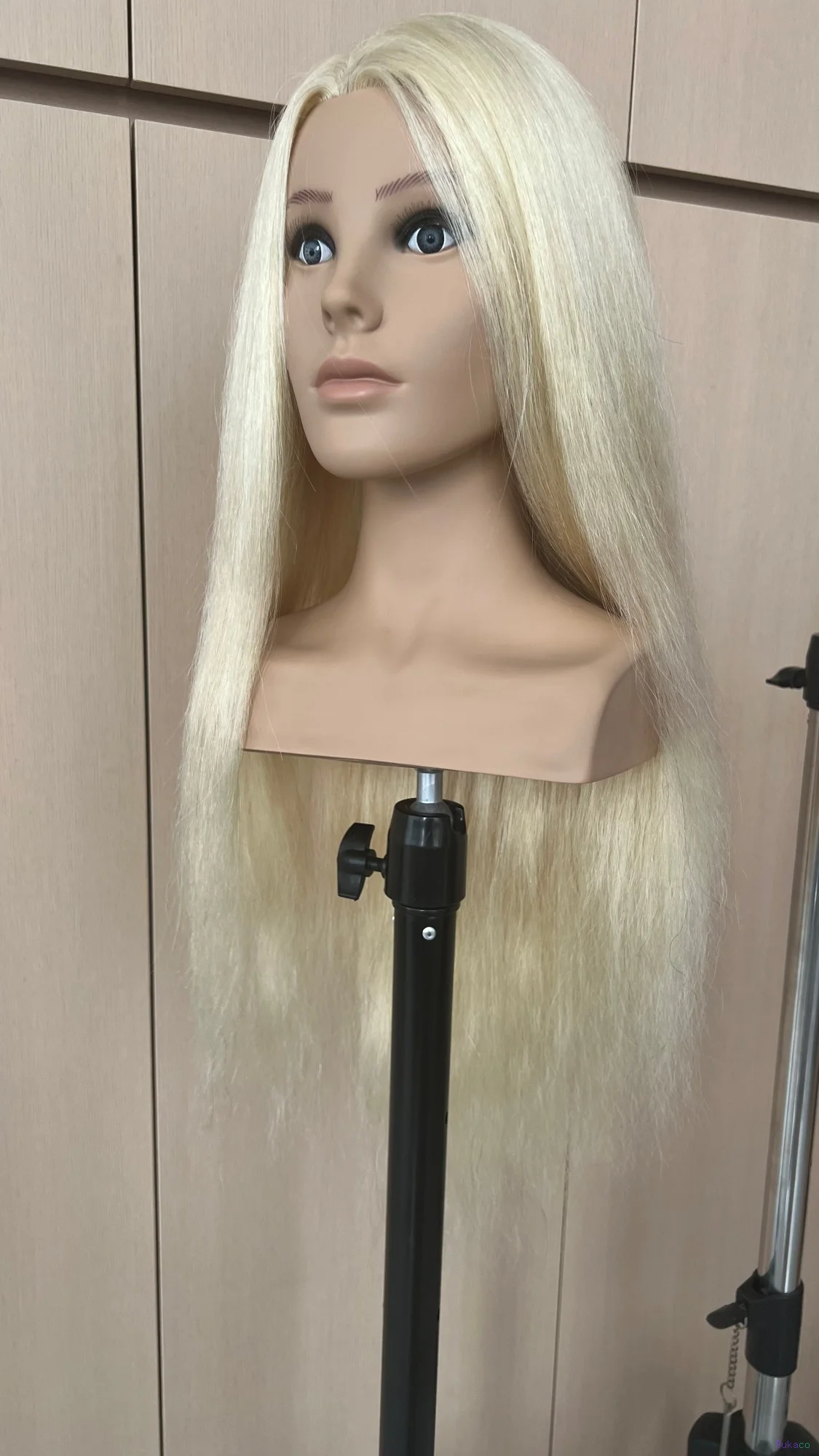 Tête à Coiffer de Mannequin Cheveux Humains Très Longs avec Épaule, Tête de Poupée de Formation en Cosmétologie et Coiffure pour Mariée - 3