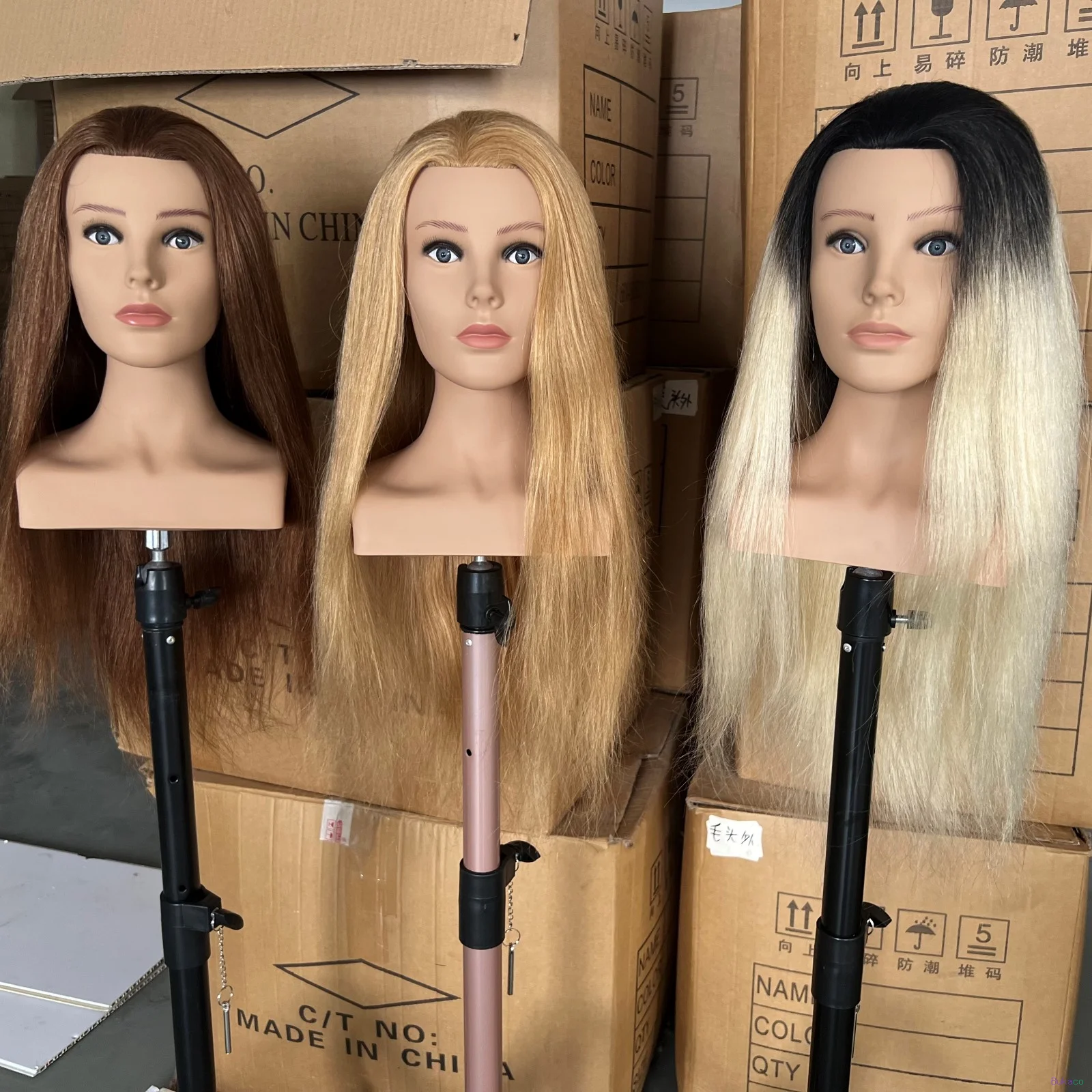 Tête à Coiffer de Mannequin Cheveux Humains Très Longs avec Épaule, Tête de Poupée de Formation en Cosmétologie et Coiffure pour Mariée - 4