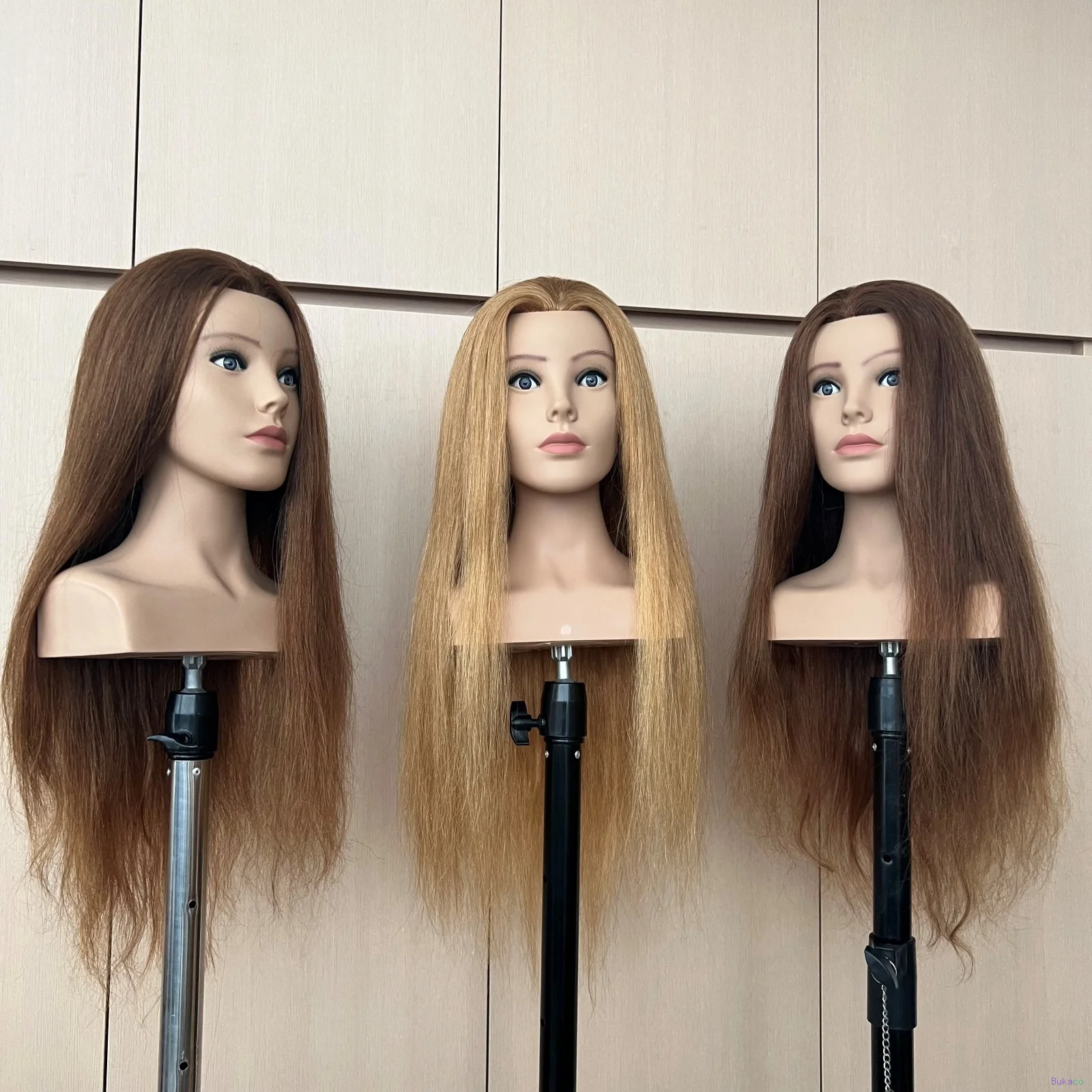 Tête à Coiffer de Mannequin Cheveux Humains Très Longs avec Épaule, Tête de Poupée de Formation en Cosmétologie et Coiffure pour Mariée - 6