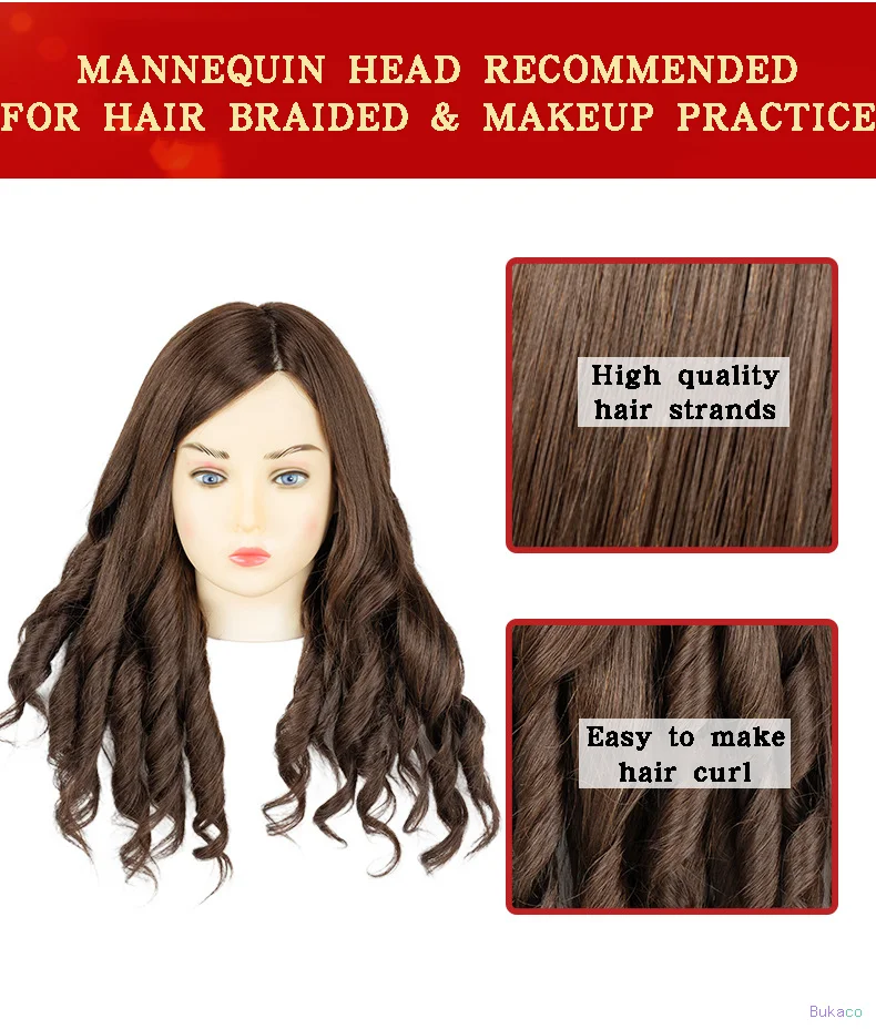 Tête de mannequin d'entraînement de haute qualité à cheveux mixtes pour la cosmétologie – Meilleure vente